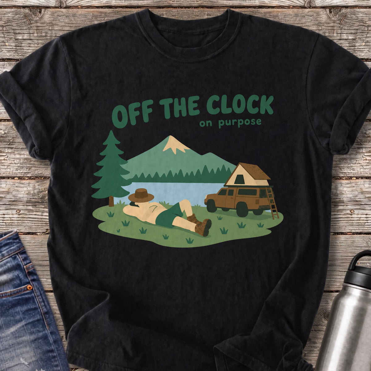 Off the Clock on Purpose T-Shirt — Black