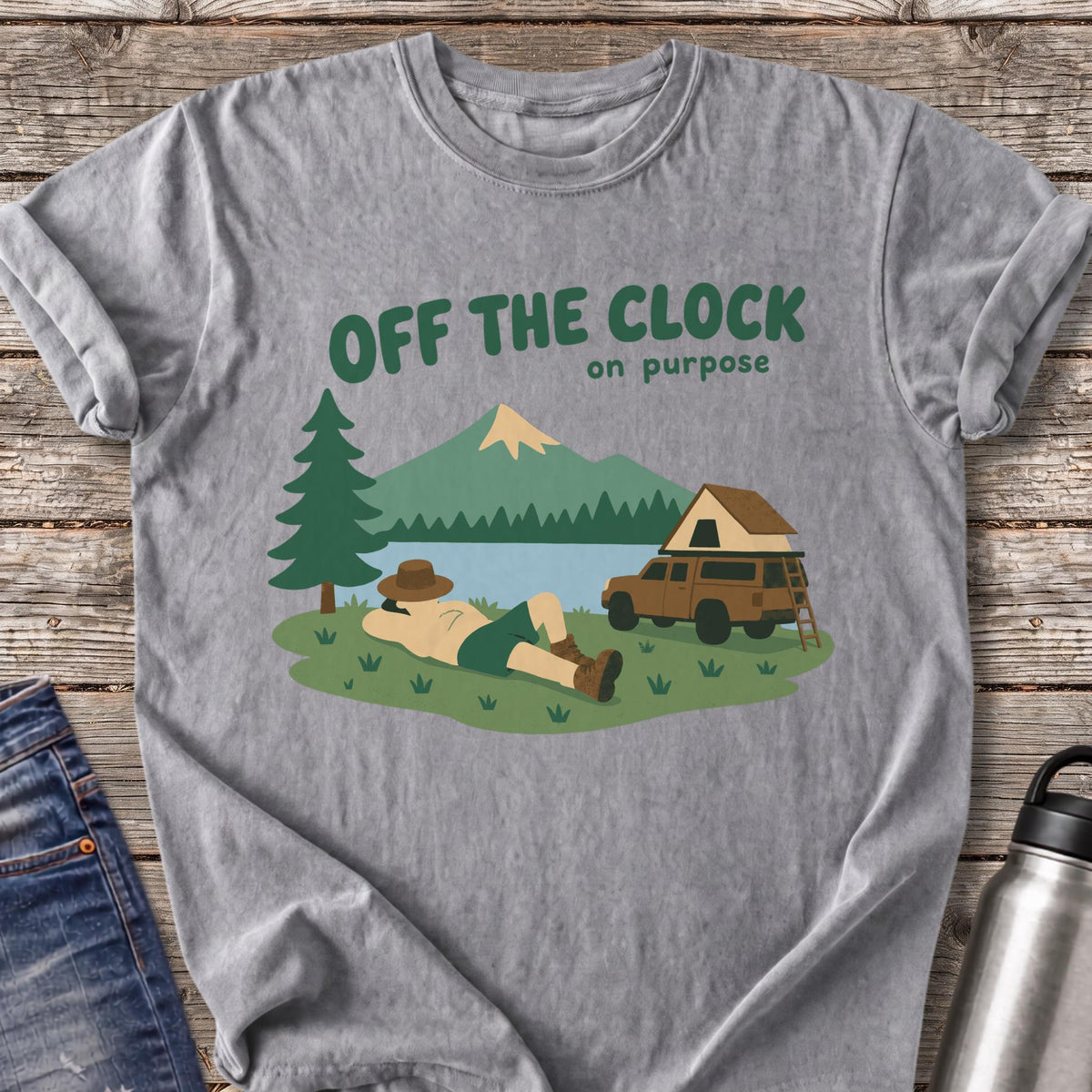 Off the Clock on Purpose T-Shirt — Grey