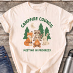 Campfire Council Meeting in Progress T-Shirt — Ivory