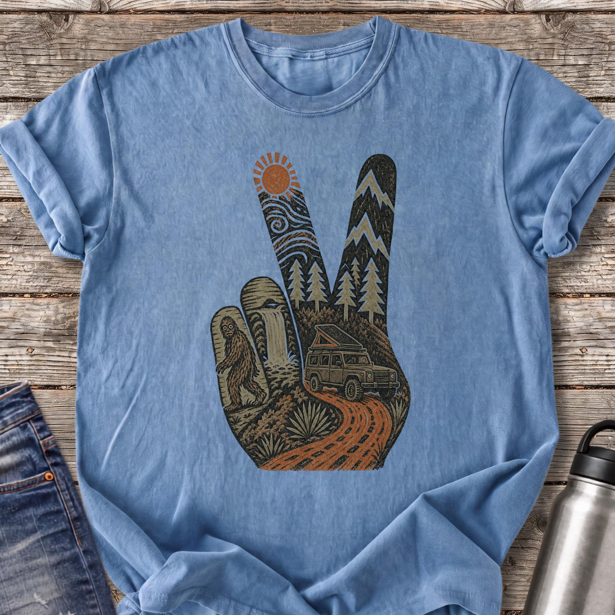 Peace and Bigfoot T-Shirt — Blue Jean