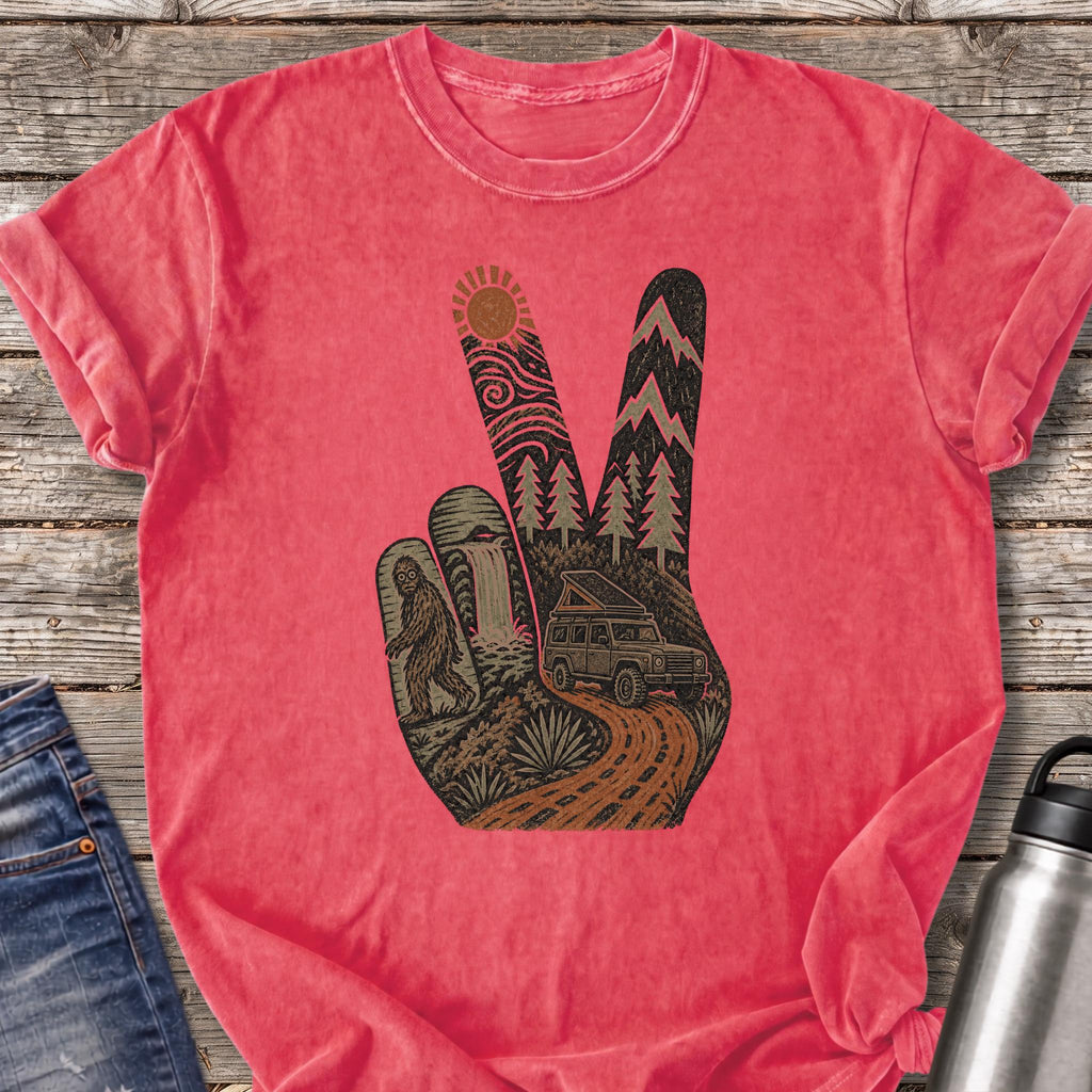 Peace and Bigfoot T-Shirt — Watermelon