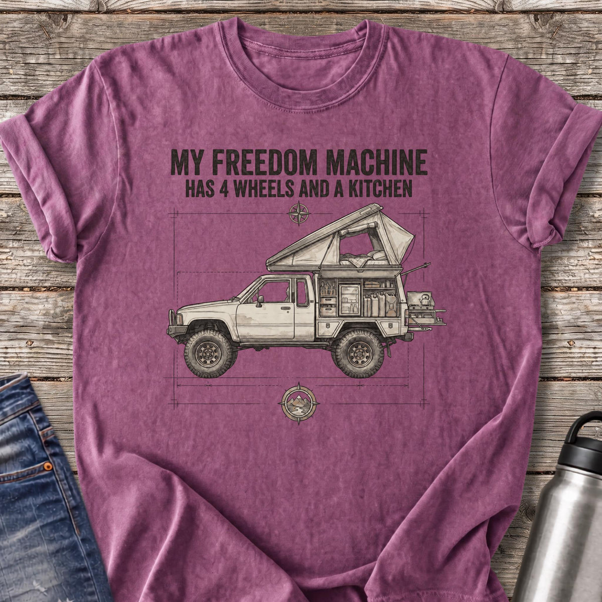 Freedom Machine Has 4 Wheels and a Kitchen T-Shirt — Berry
