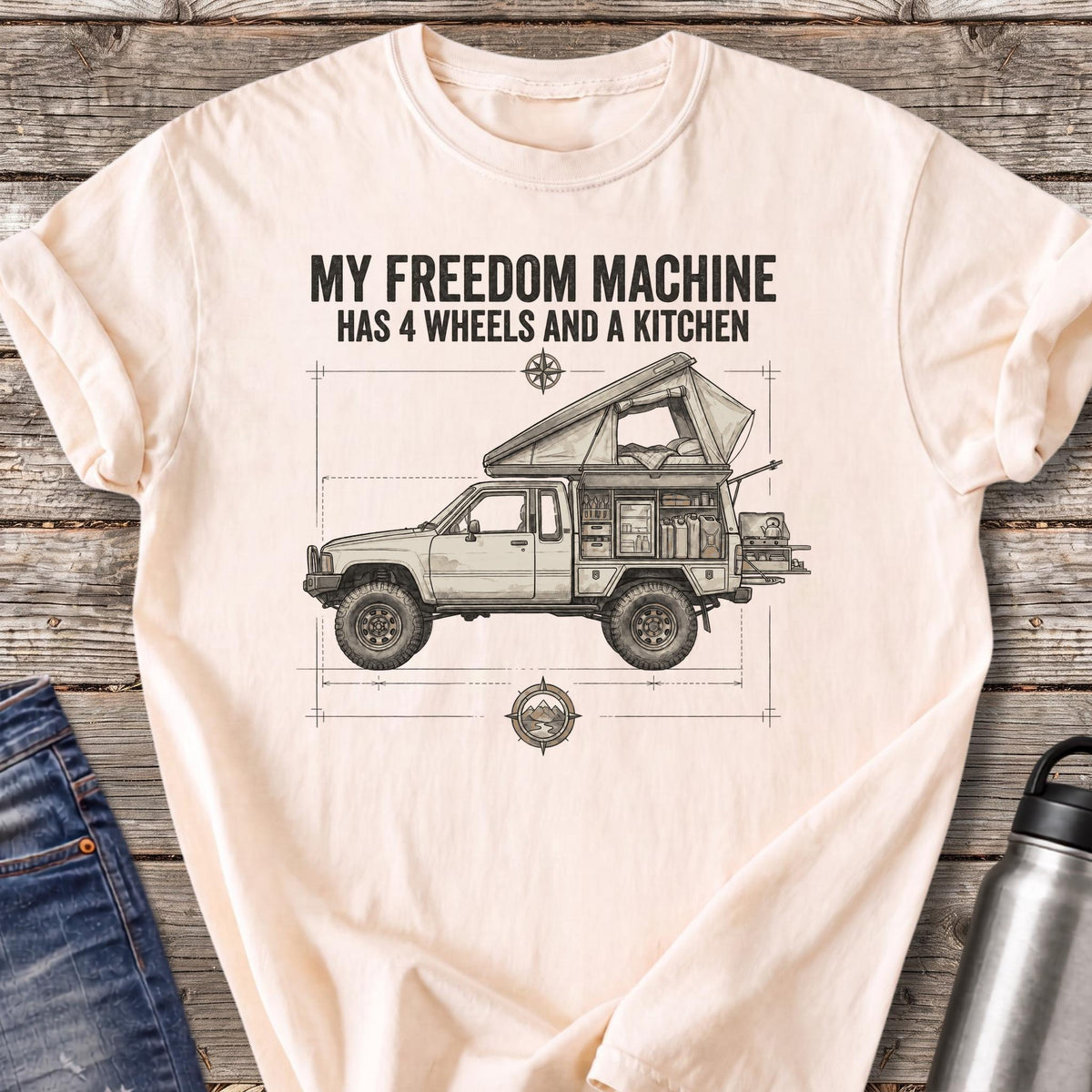 Freedom Machine Has 4 Wheels and a Kitchen T-Shirt — Ivory