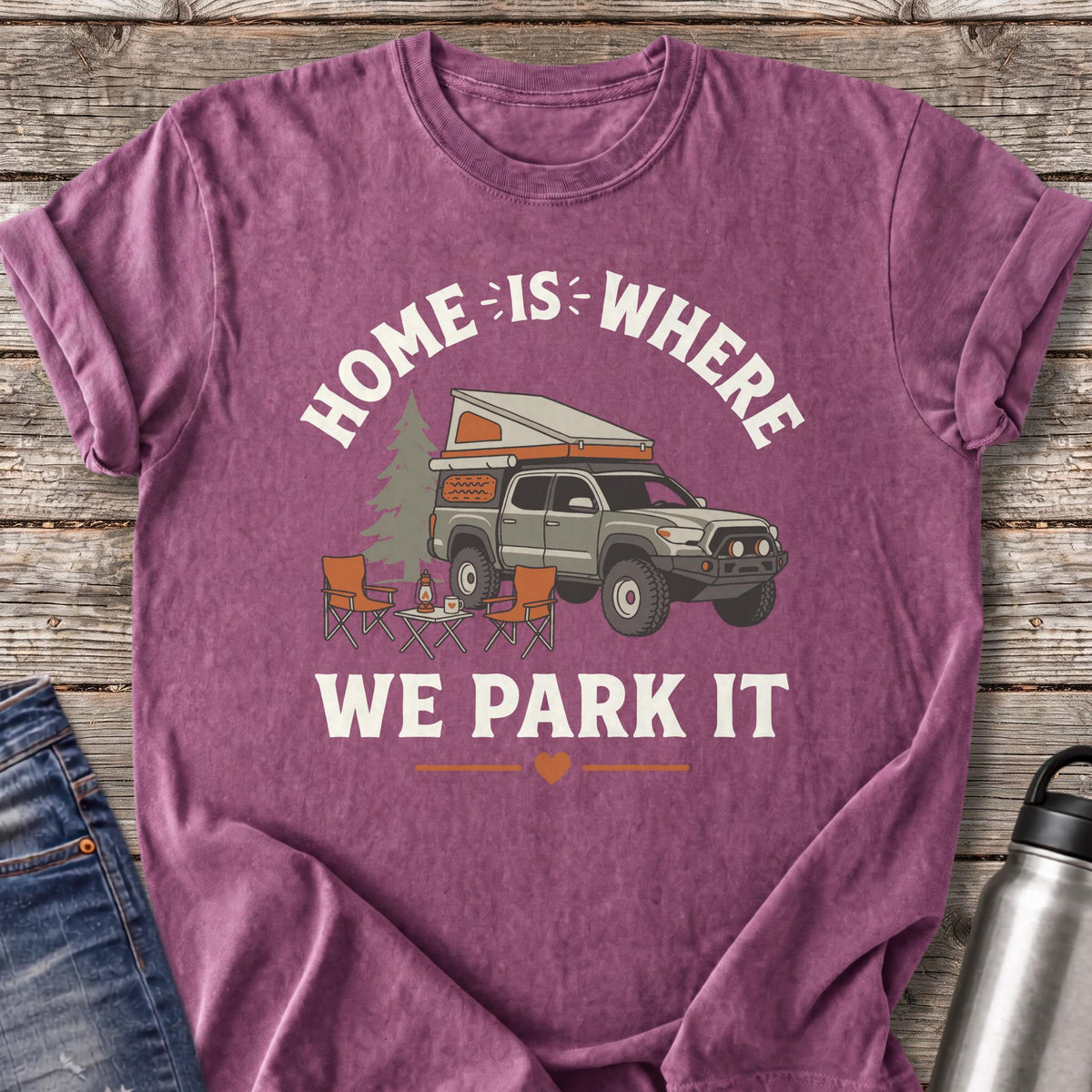 Home Is Where We Park It T-Shirt — Berry