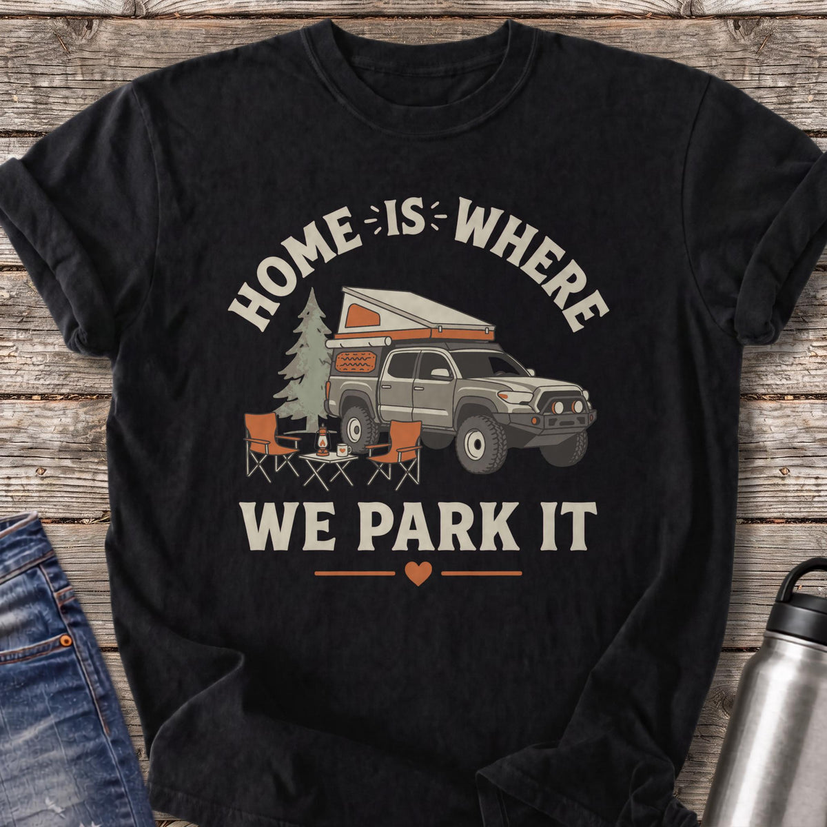 Home Is Where We Park It T-Shirt — Black