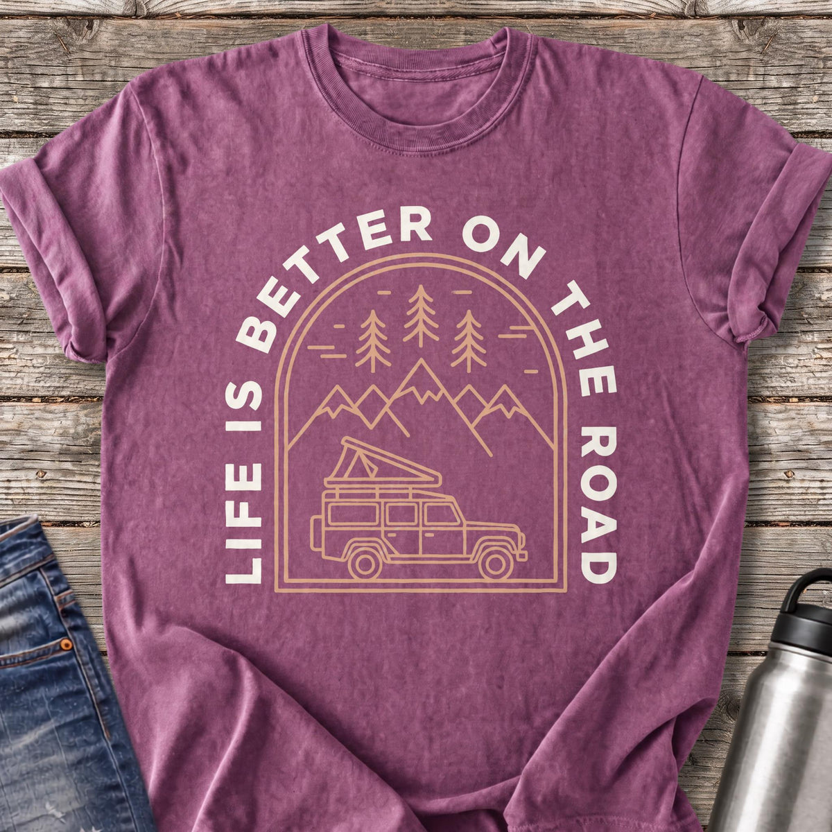 Life Is Better on the Road T-Shirt — Berry