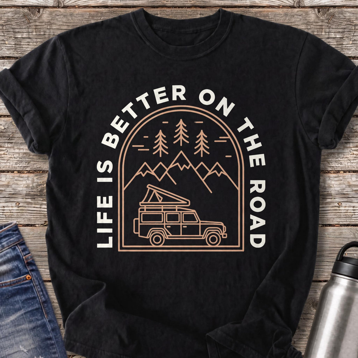 Life Is Better on the Road T-Shirt — Black