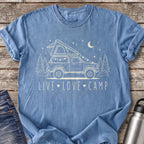Live Love Camp T-Shirt — Blue Jean
