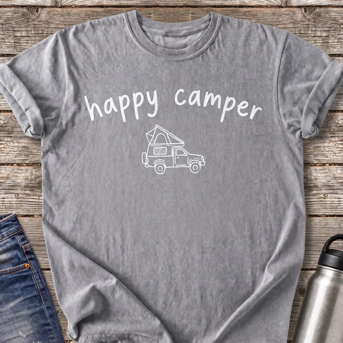 Happy Camper T-Shirt — Grey