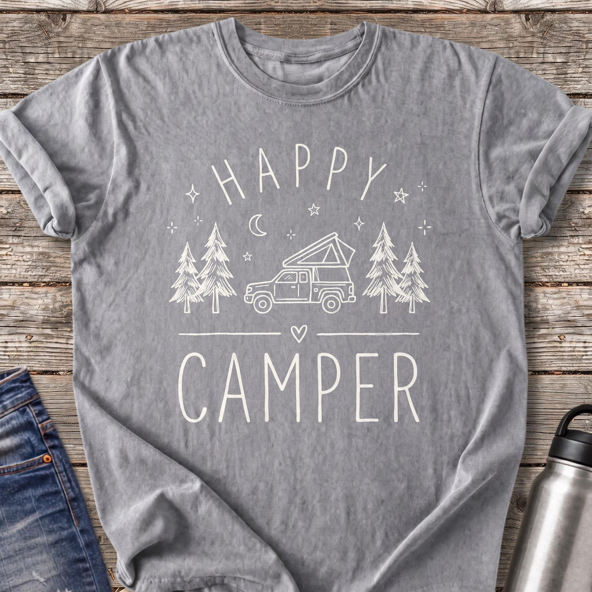 Happy Camper T-Shirt — Grey