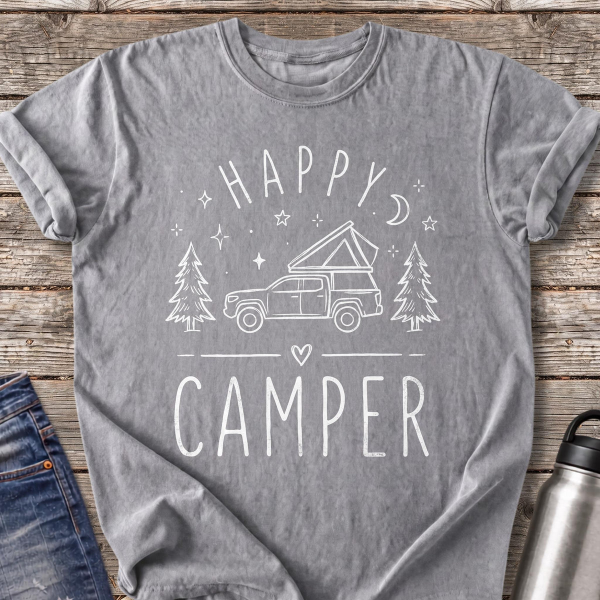 Happy Camper by Moonlight T-Shirt — Grey