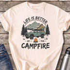 Life Is Better by the Campfire T-Shirt — Ivory