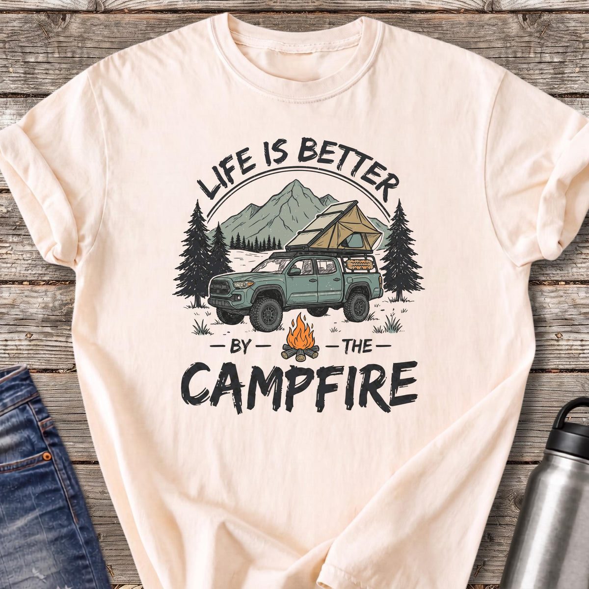 Life Is Better by the Campfire T-Shirt — Ivory