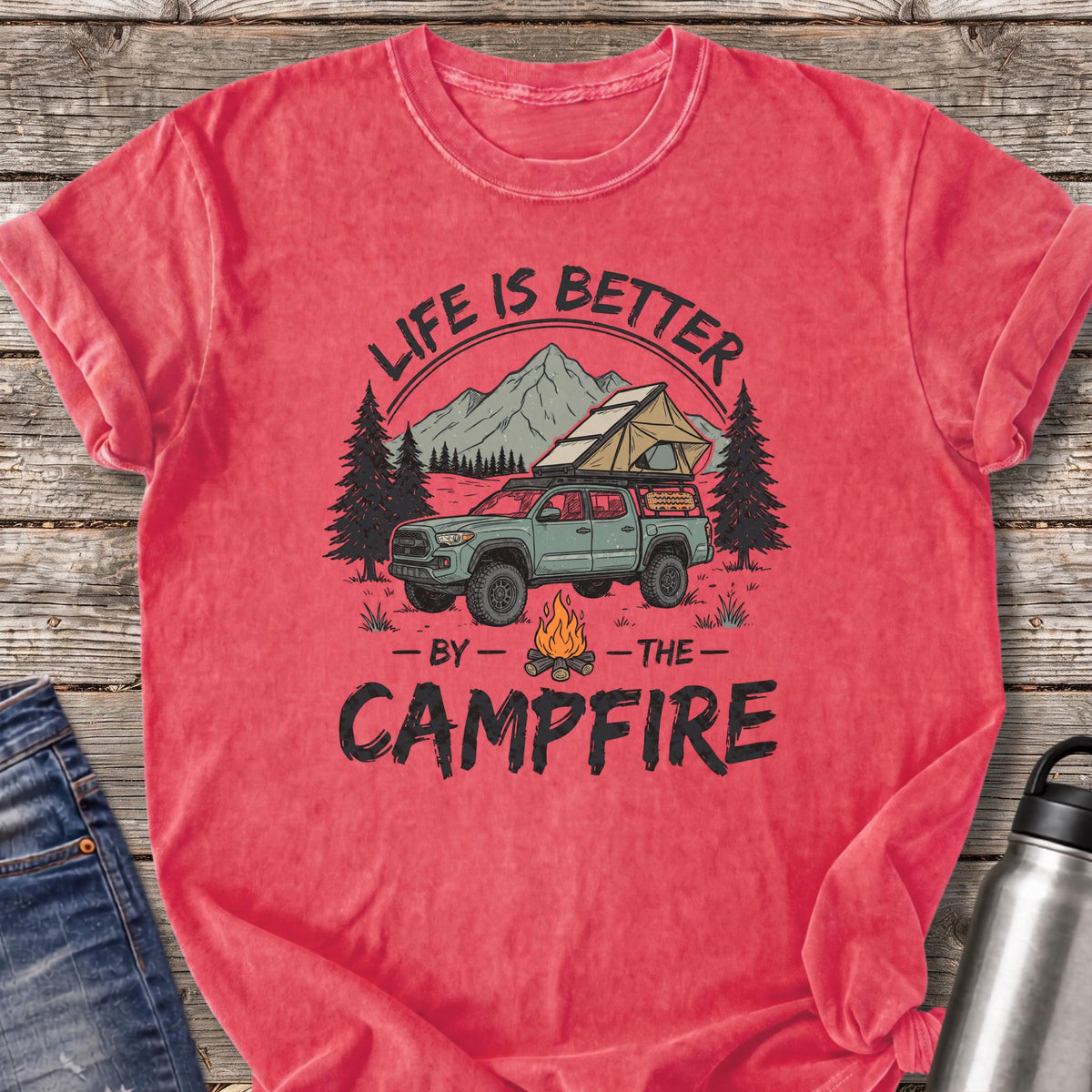 Life Is Better by the Campfire T-Shirt — Watermelon