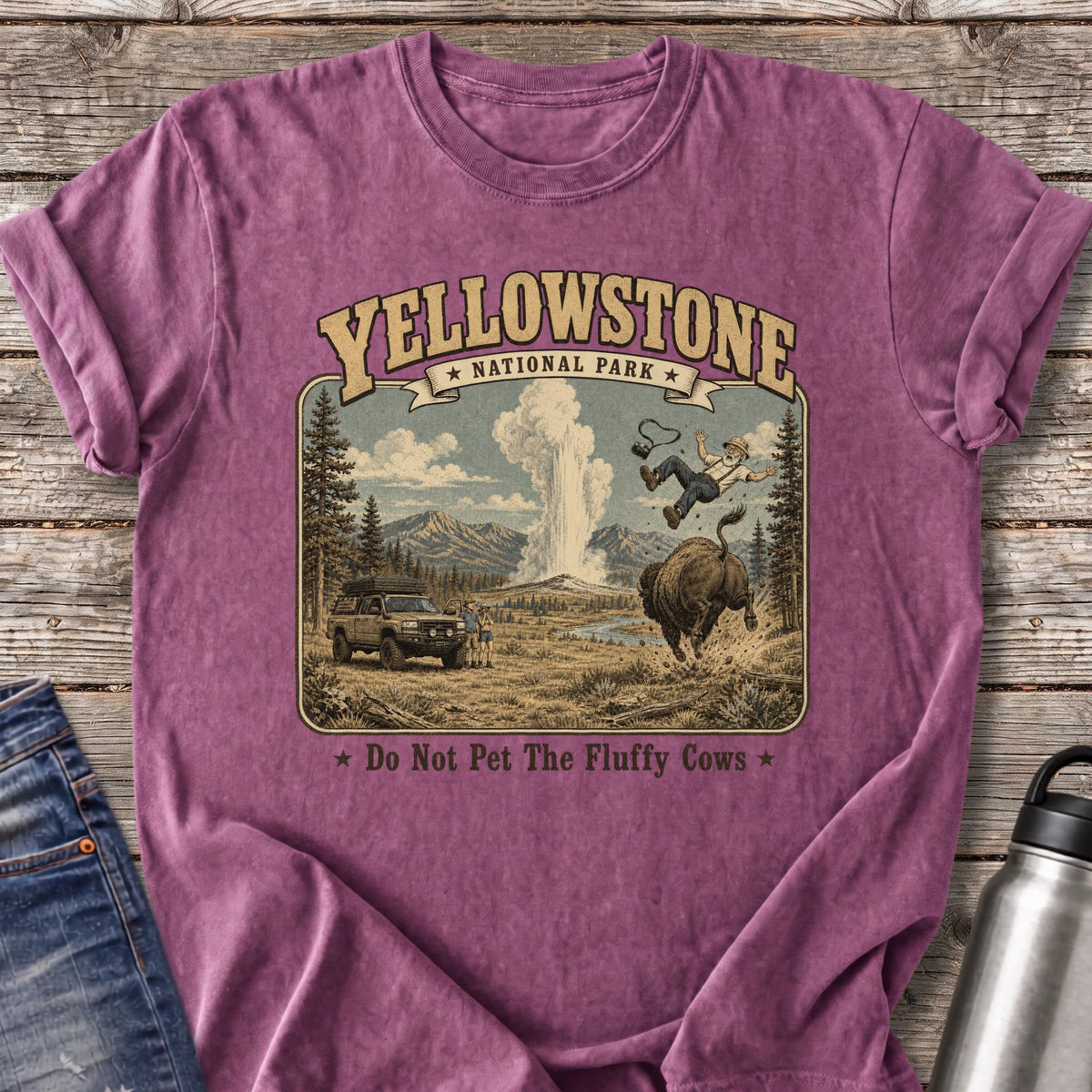 Yellowstone Do Not Pet the Fluffy Cows T-Shirt — Berry