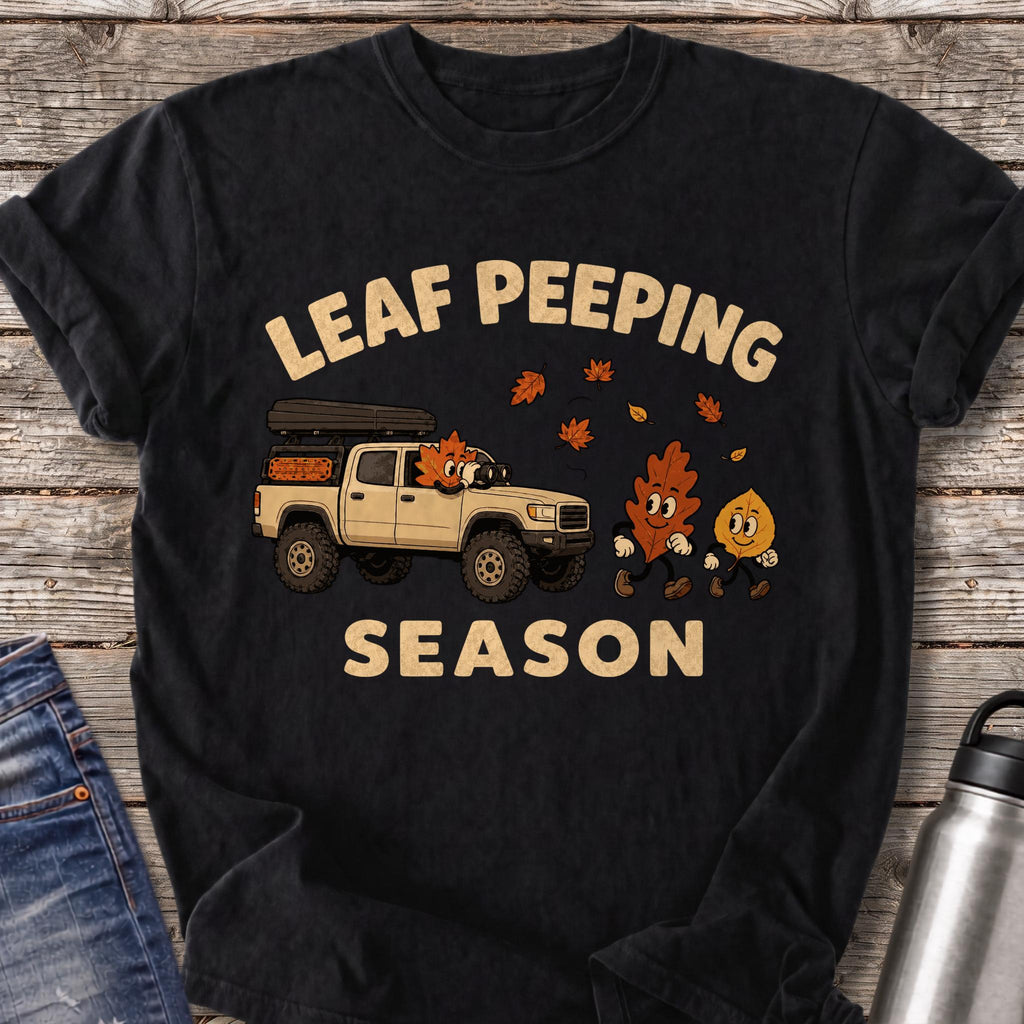 Leaf Peeping Season Road Trip T-Shirt — Black