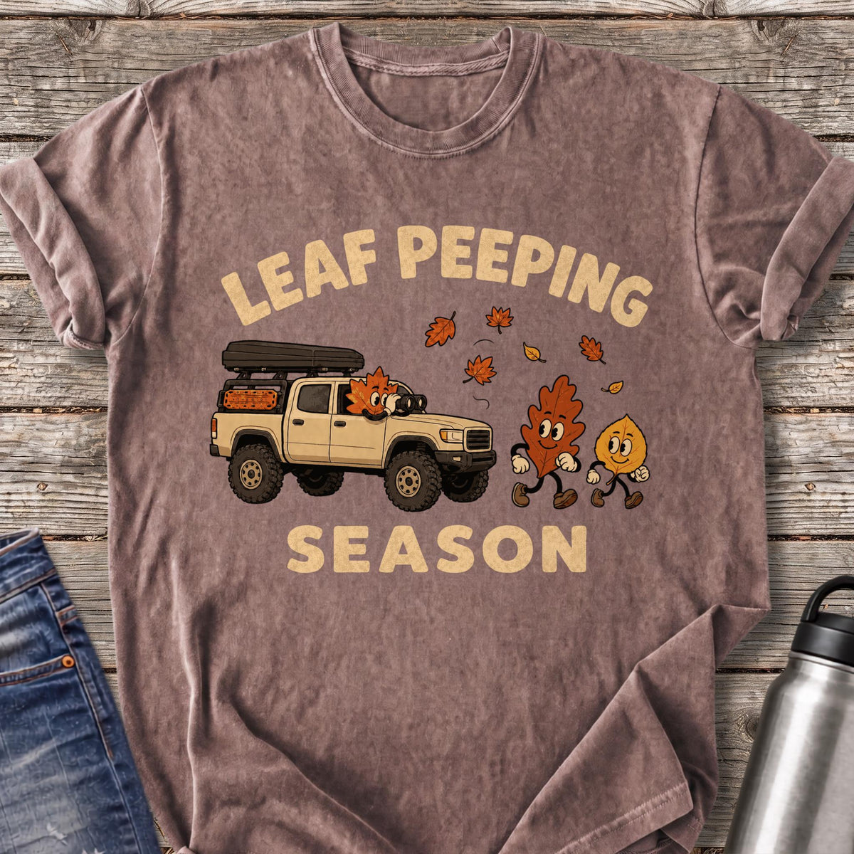 Leaf Peeping Season Road Trip T-Shirt — Espresso