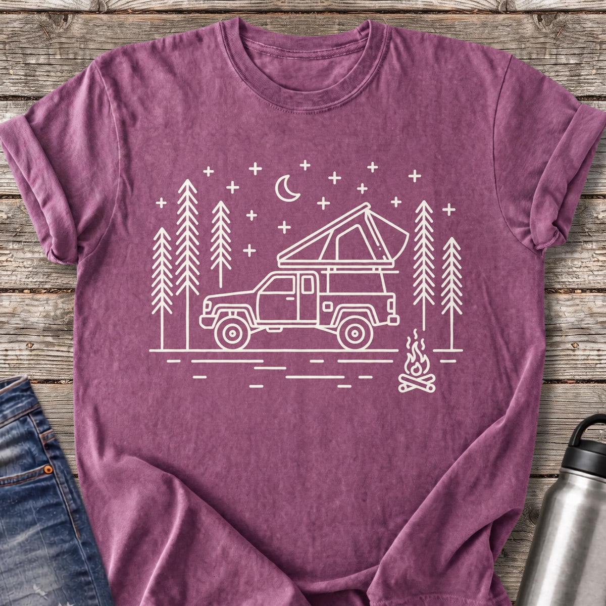 Parked Under the Pines T-Shirt — Berry