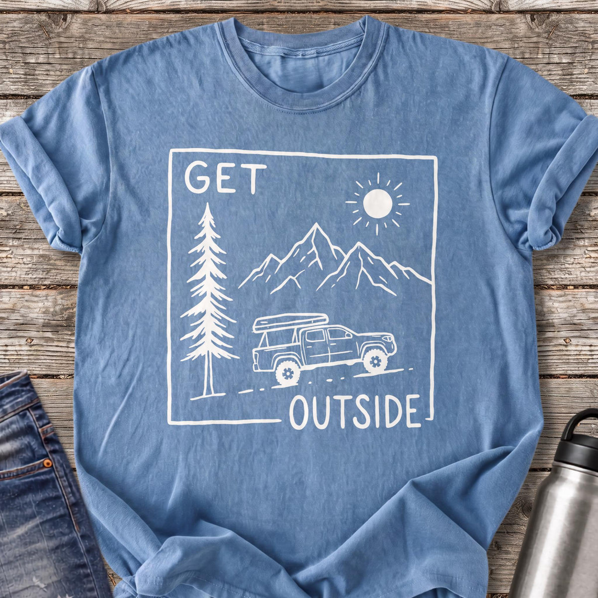 Get Outside Up the Mountain Road T-Shirt — Blue Jean