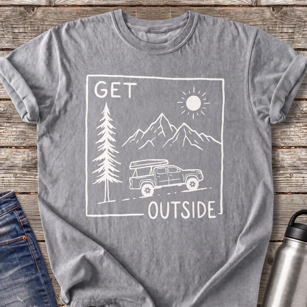 Get Outside Up the Mountain Road T-Shirt — Grey