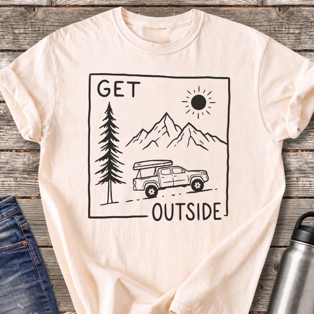 Get Outside Up the Mountain Road T-Shirt — Ivory