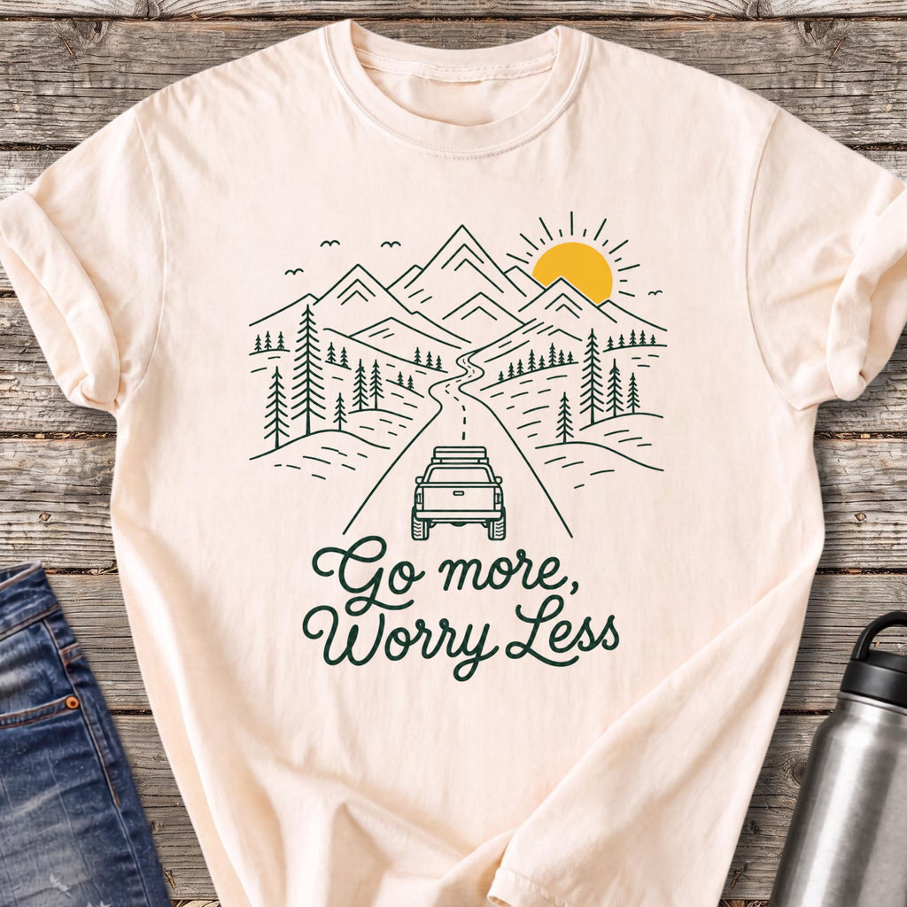 Go More Worry Less T-Shirt — Ivory