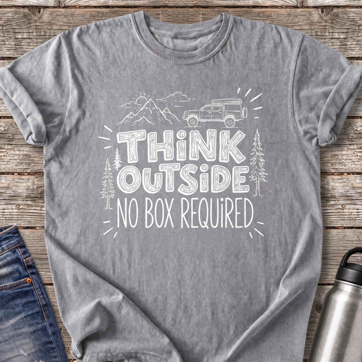 Think Outside No Box Required T-Shirt — Grey