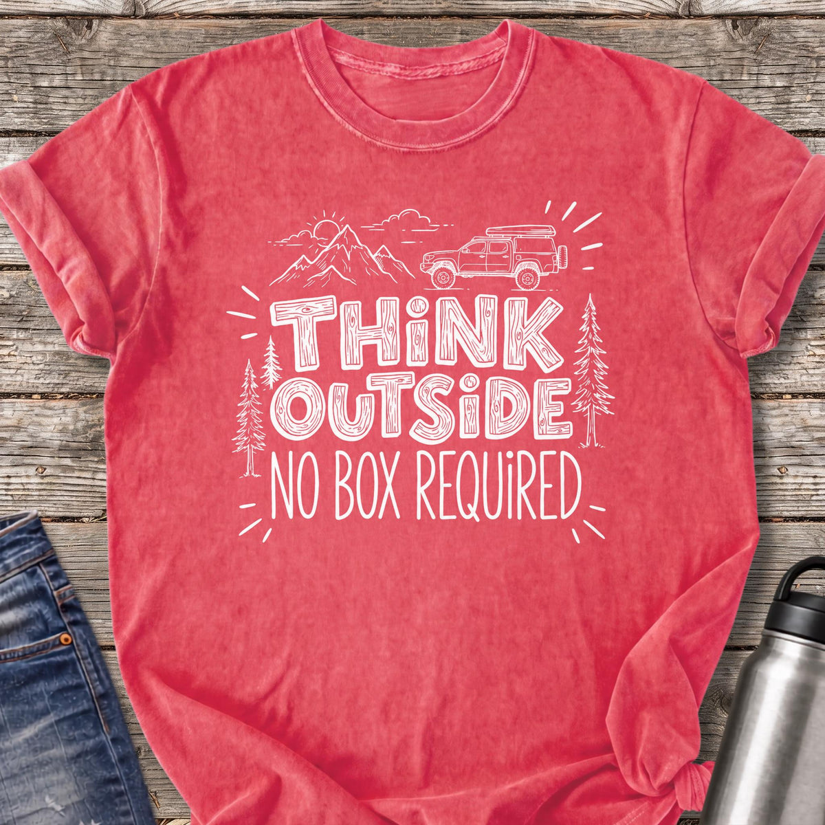 Think Outside No Box Required T-Shirt — Watermelon
