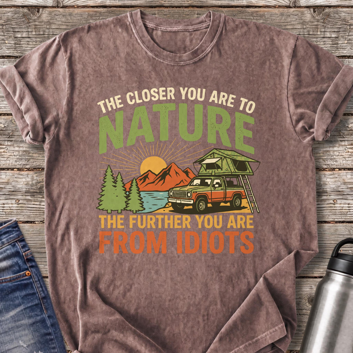 Further From Idiots T-Shirt — Espresso