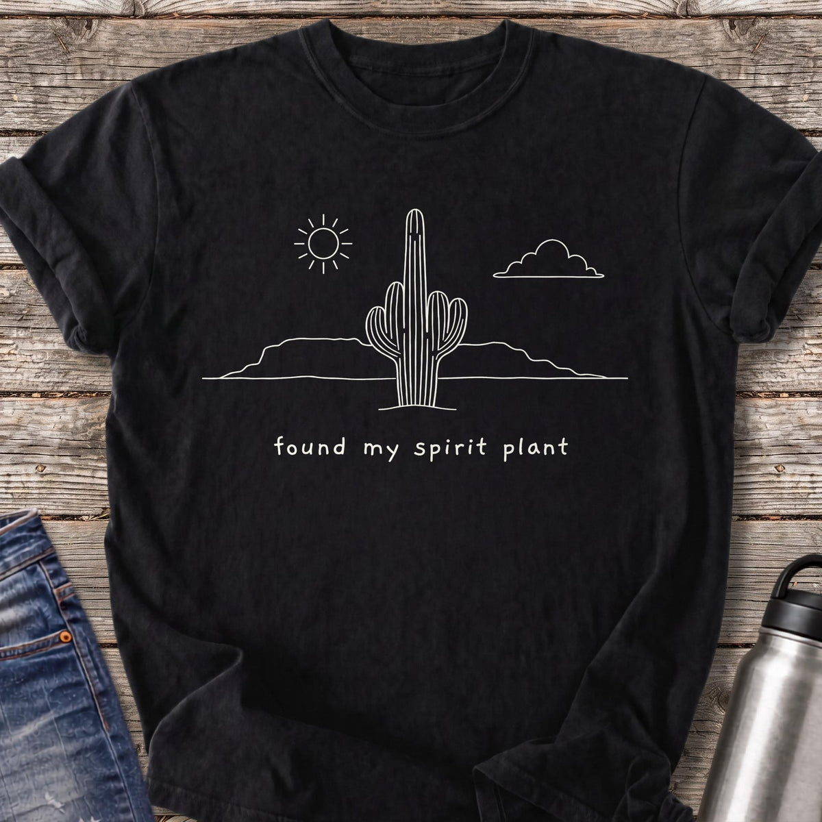 Found My Spirit Plant T-Shirt — Black