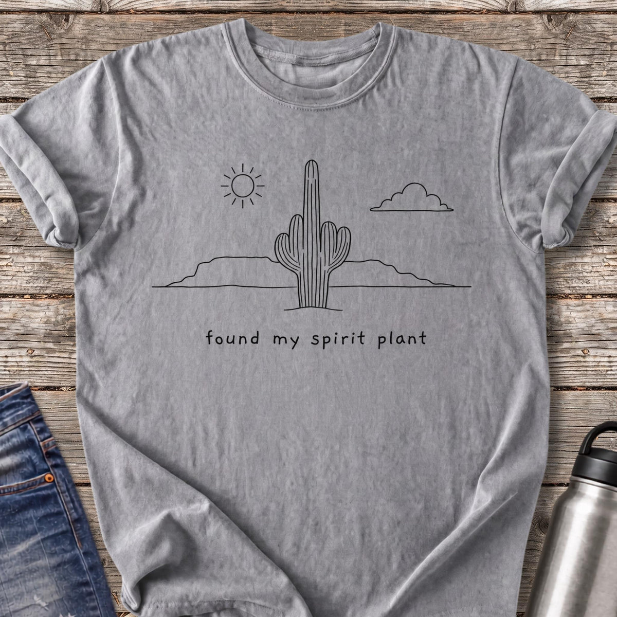 Found My Spirit Plant T-Shirt — Grey