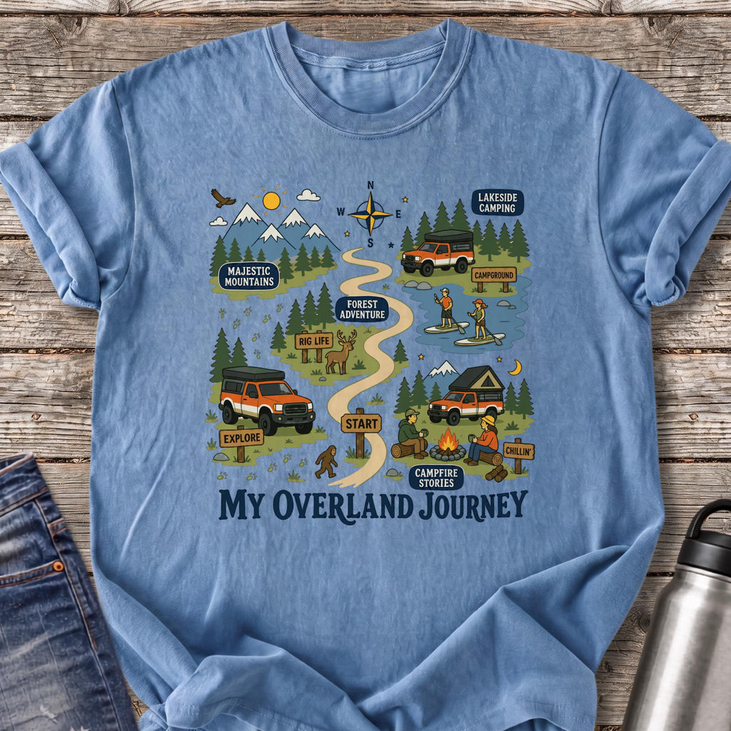 My Overland Journey Map T-Shirt — Blue Jean