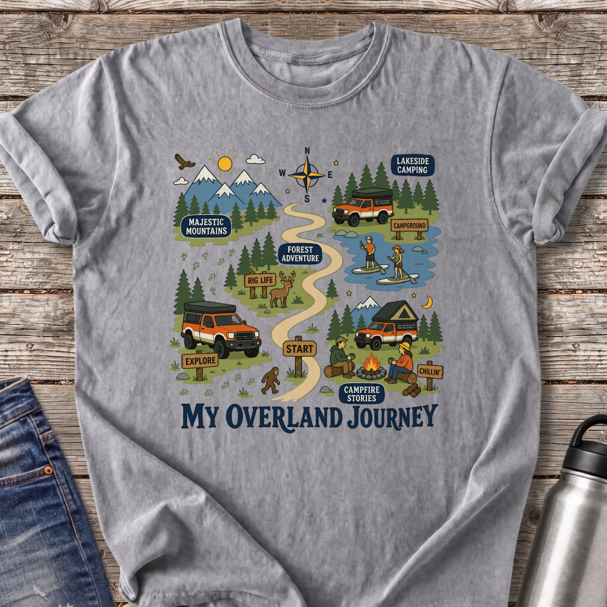 My Overland Journey Map T-Shirt — Grey