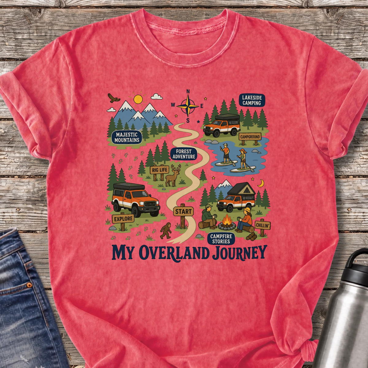 My Overland Journey Map T-Shirt — Watermelon