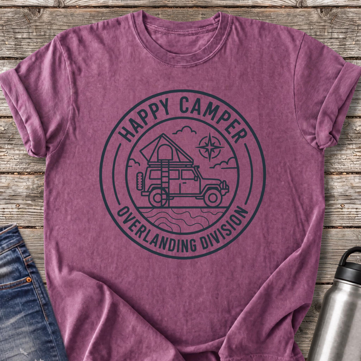 Happy Camper Overlanding Division T-Shirt — Berry