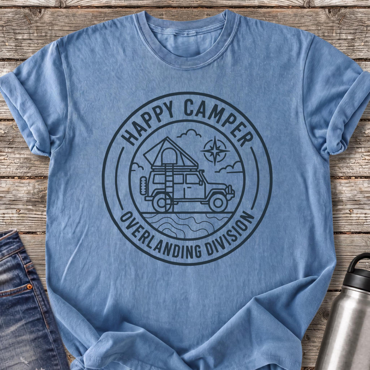 Happy Camper Overlanding Division T-Shirt — Blue Jean