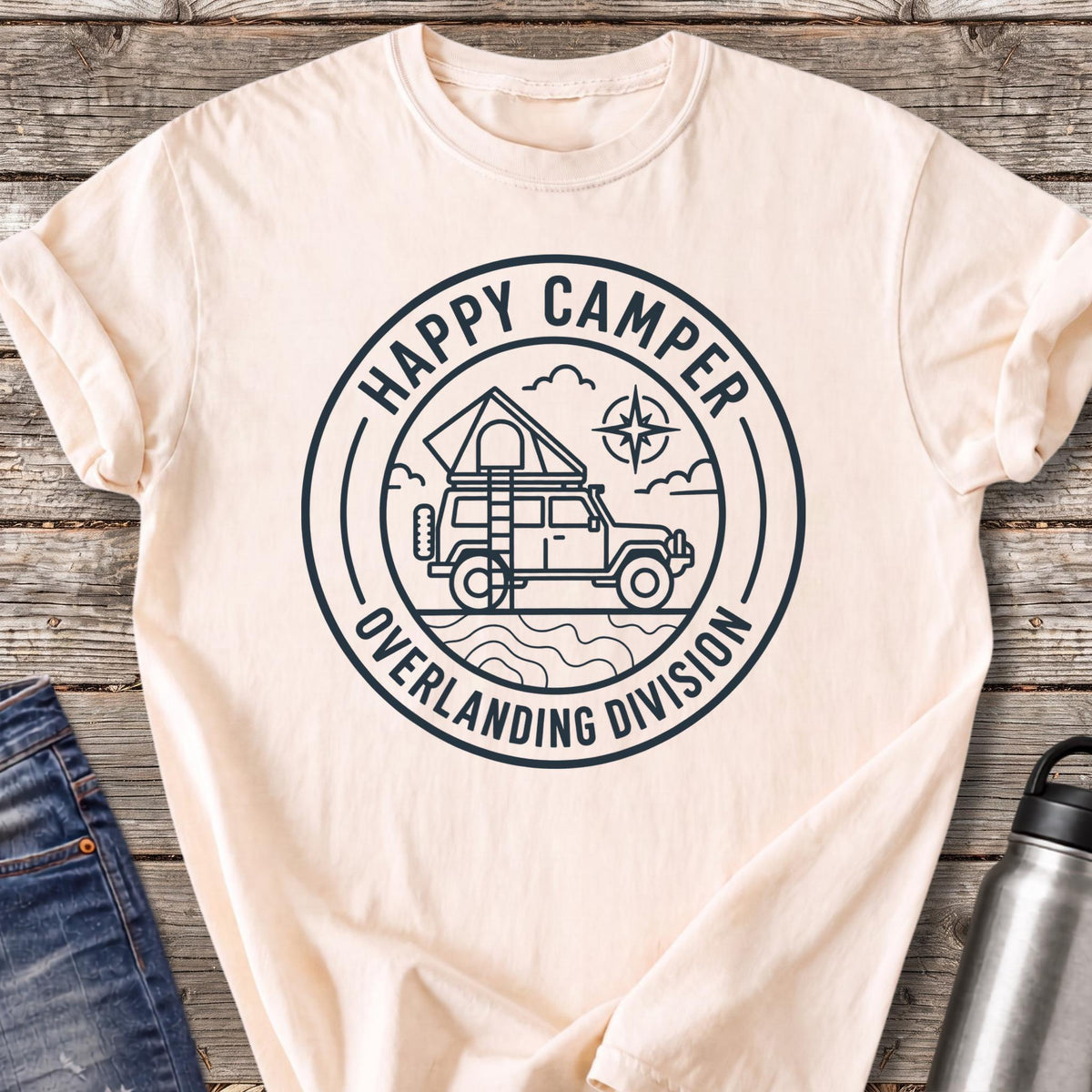 Happy Camper Overlanding Division T-Shirt — Ivory