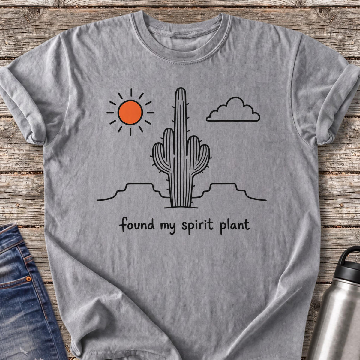 Saguaro Spirit Plant T-Shirt — Grey