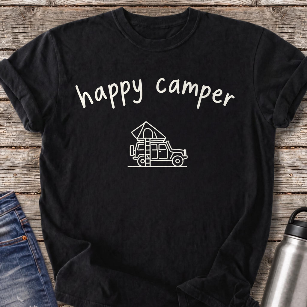 Happy Camper Rooftop Tent T-Shirt — Black