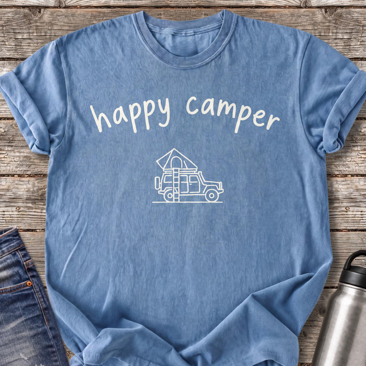 Happy Camper Rooftop Tent T-Shirt — Blue Jean