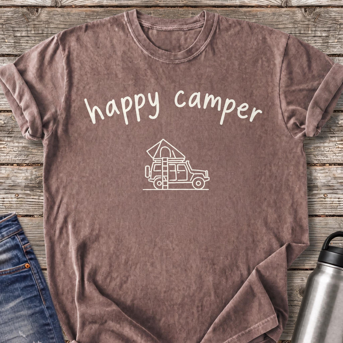 Happy Camper Rooftop Tent T-Shirt — Espresso