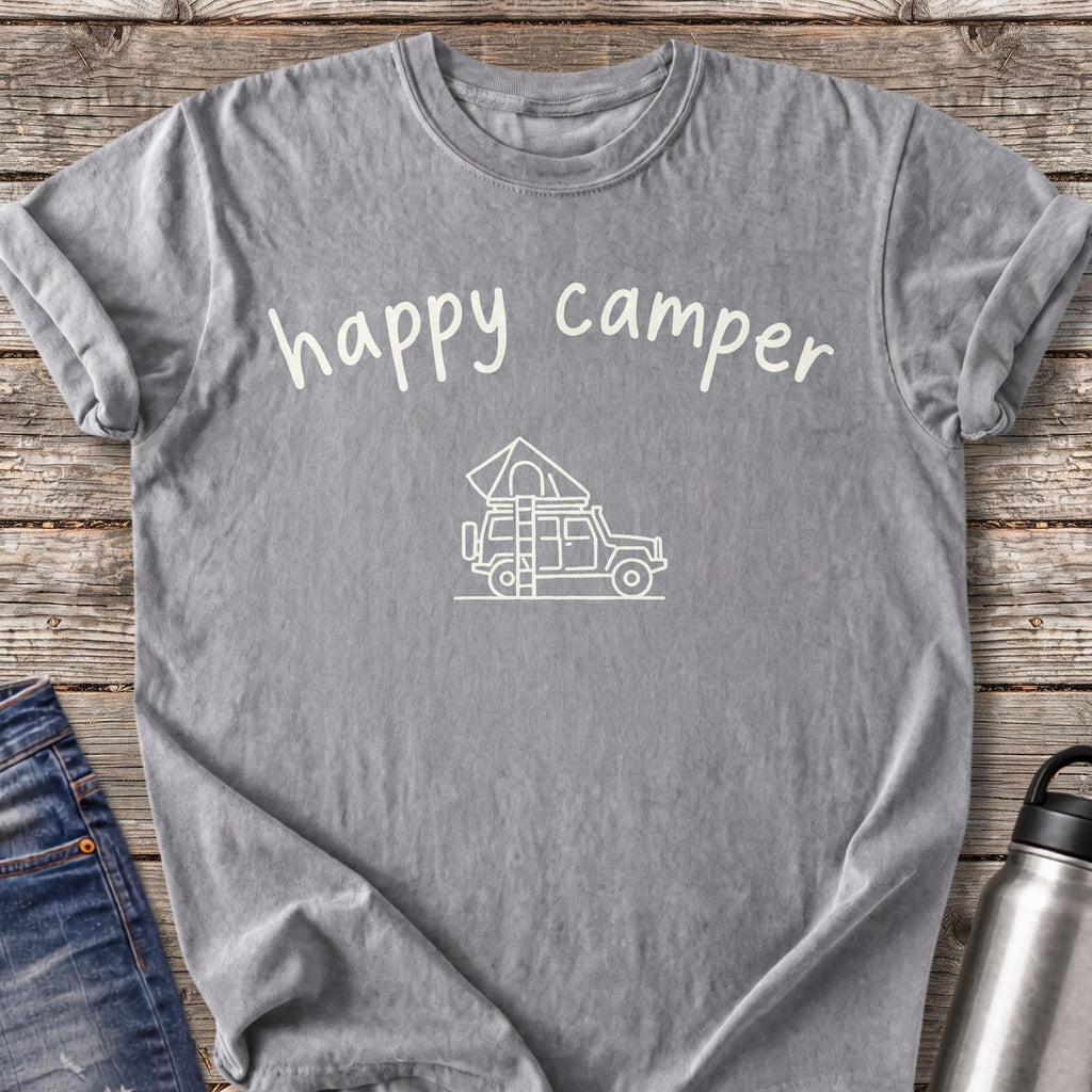 Happy Camper Rooftop Tent T-Shirt — Grey