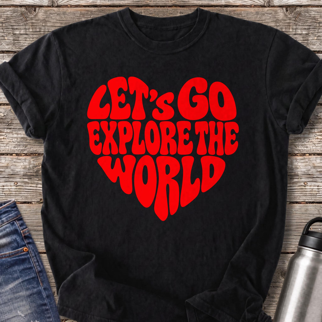 Let's Go Explore the World T-Shirt — Black